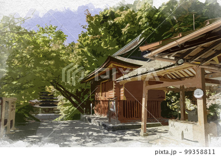 水彩画風 談山神社 西宝庫 奈良県桜井市 水彩画風 談山神社 西宝庫 奈良県桜井市 99358811