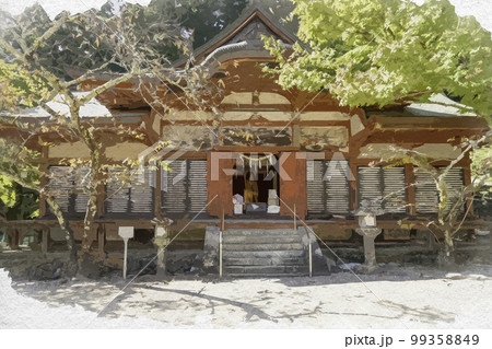 水彩画風 談山神社 総社拝殿 奈良県桜井市 水彩画風 談山神社 総社拝殿 奈良県桜井市 99358849