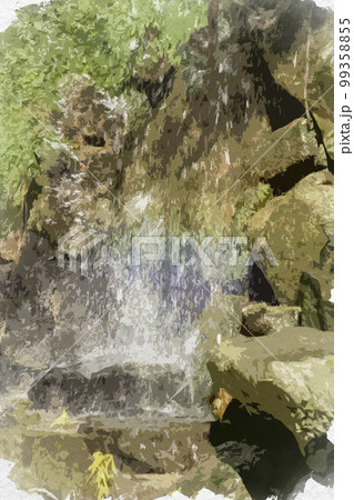 水彩画風 談山神社 滝の虹 奈良県桜井市 水彩画風 談山神社 滝の虹 奈良県桜井市 99358855