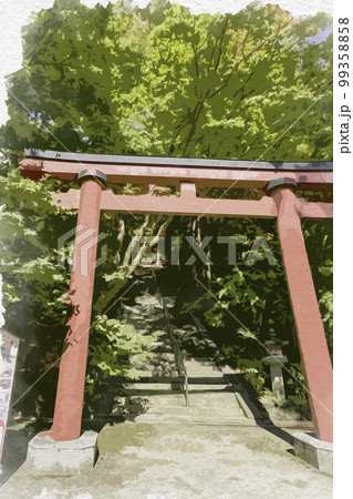 水彩画風　談山神社　鳥居　奈良県桜井市 99358858