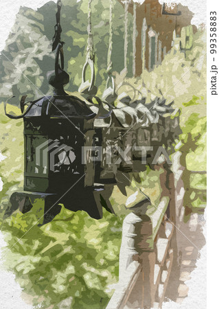 水彩画風　談山神社　拝殿　奈良県桜井市 99358883