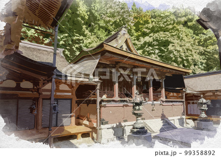水彩画風 談山神社 本殿 奈良県桜井市 水彩画風 談山神社 本殿 奈良県桜井市 99358892