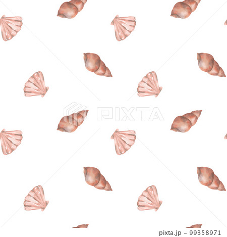Seamless watercolor underwater life pattern. Boundless pattern 99358971