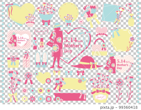 【2023年】母の日のおしゃれなイラストセット　シルエット　3色 99360418