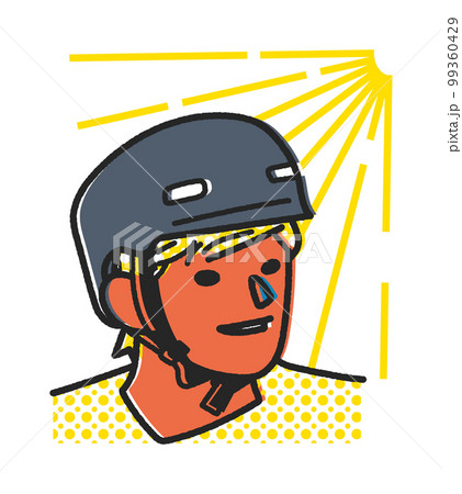 自転車用ヘルメットをかぶった笑顔の男性 イラスト素材 自転車用ヘルメットをかぶった笑顔の男性 イラスト素材 99360429