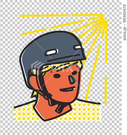 自転車用ヘルメットをかぶった笑顔の男性 イラスト素材 自転車用ヘルメットをかぶった笑顔の男性 イラスト素材 99360429
