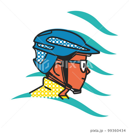 自転車用ヘルメットをかぶった男性の横顔　イラスト素材 99360434