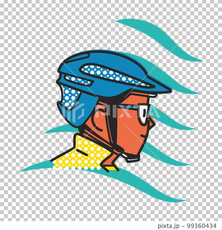 自転車用ヘルメットをかぶった男性の横顔　イラスト素材 99360434