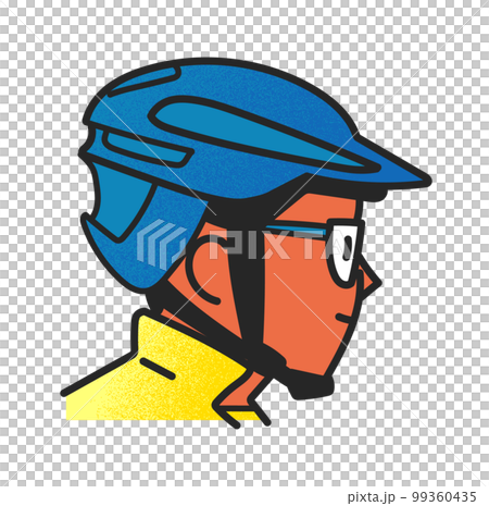 自転車用ヘルメットをかぶった男性の横顔　イラスト素材 99360435