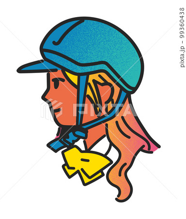ヘルメットをかぶった少女の横顔　イラスト素材 99360438