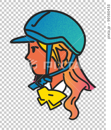 ヘルメットをかぶった少女の横顔　イラスト素材 99360438