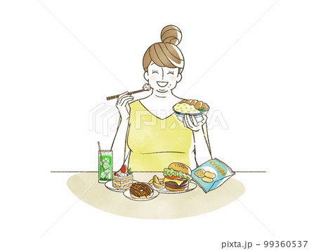 食欲旺盛な肥満女性 食欲旺盛な肥満女性 99360537