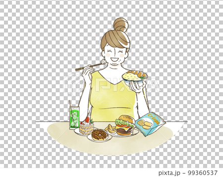 食欲旺盛な肥満女性 食欲旺盛な肥満女性 99360537