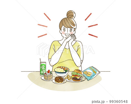 食欲旺盛な肥満女性 99360548