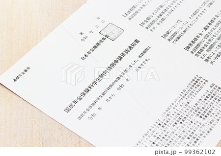 国民年金保険料学生納付特例申請承認通知書のハガキ　学生納付特例 99362102