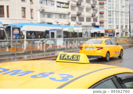 Taxi car in the street in Istanbul Taxi car in the street in Istanbul 99362700