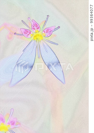 イラスト ユキノシタ 初夏のころ渓谷沿いの湿った斜面の岩影に咲く 99364077