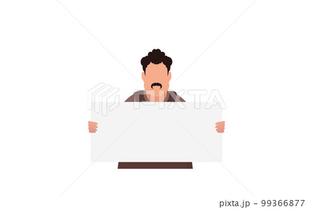 A man with a blank banner in his hands. Protest concept. Vector A man with a blank banner in his hands. Protest concept. Vector 99366877