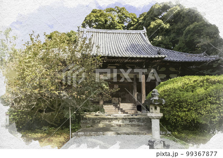 水彩画風 長岳寺 本堂 奈良県天理市 水彩画風 長岳寺 本堂 奈良県天理市 99367877