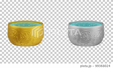 element of gold and silver bowl with water thai culture from image traced 3d. songkran festival thailand travel. element of gold and silver bowl with water thai culture from image traced 3d. songkran festival thailand travel. 99368024