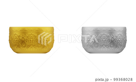 element of gold and silver bowl thai culture from image traced 3d. songkran festival thailand travel. element of gold and silver bowl thai culture from image traced 3d. songkran festival thailand travel. 99368028