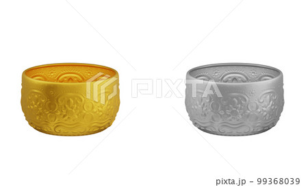 element of gold and silver bowl thai culture from image traced 3d. songkran festival thailand travel. 99368039