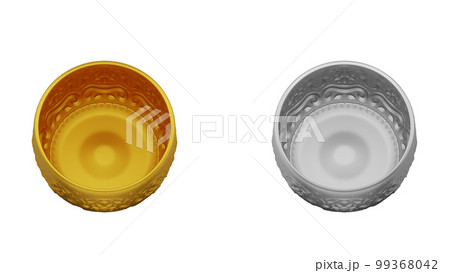element of gold and silver bowl thai culture from image traced 3d. songkran festival thailand travel. 99368042