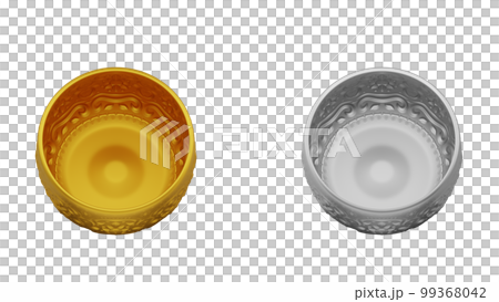 element of gold and silver bowl thai culture from image traced 3d. songkran festival thailand travel. 99368042