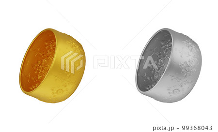 element of gold and silver bowl thai culture from image traced 3d. songkran festival thailand travel. 99368043
