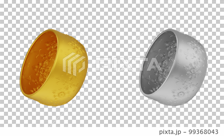 element of gold and silver bowl thai culture from image traced 3d. songkran festival thailand travel. 99368043