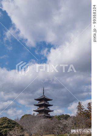 冬の吉備路　備中国分寺の五重塔　岡山県総社市 99368104