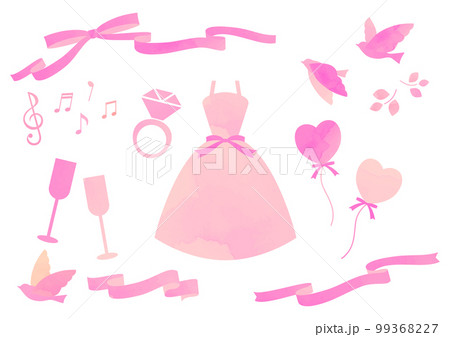 水彩風の可愛いウェディング素材 99368227