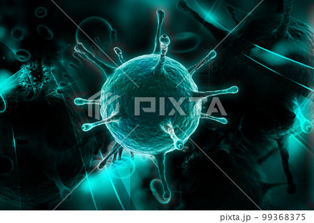 3d rendered Digital illustration of influenza virus in color background 3d rendered Digital illustration of influenza virus in color background 99368375