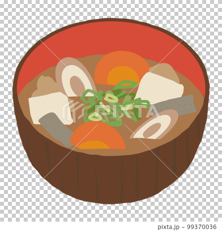 Illustration of simple pork soup and miso soup Illustration of simple pork soup and miso soup 99370036