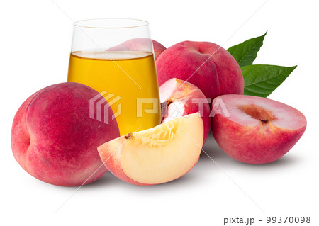 Peach fruit Peach slice and Peach juice isolater on a white background 99370098