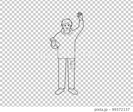 拿著書舉手打招呼的男大學生 99372137
