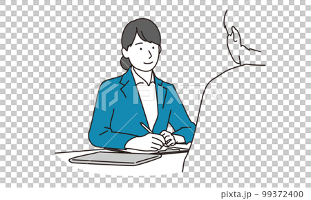 在客戶服務處進行聽證會的女商人 99372400