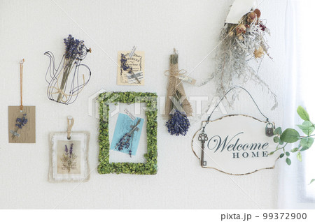 白い壁に飾られたラベンダー 99372900