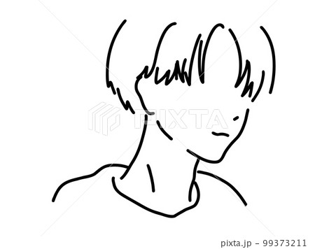 かっこいい男性のシンプルな線画／手描きイラスト素材 99373211