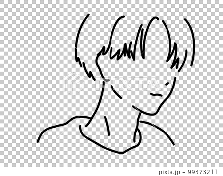 かっこいい男性のシンプルな線画／手描きイラスト素材 99373211