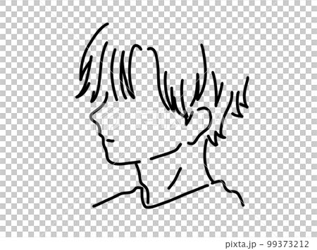 かっこいい男性のシンプルな線画/手描きイラスト素材 かっこいい男性のシンプルな線画/手描きイラスト素材 99373212