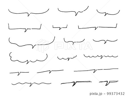 手描きのペンで書いた下半分の吹き出しセット 99373432