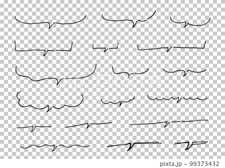 手描きのペンで書いた下半分の吹き出しセット 99373432
