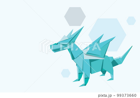 Blue origami dragon 99373660