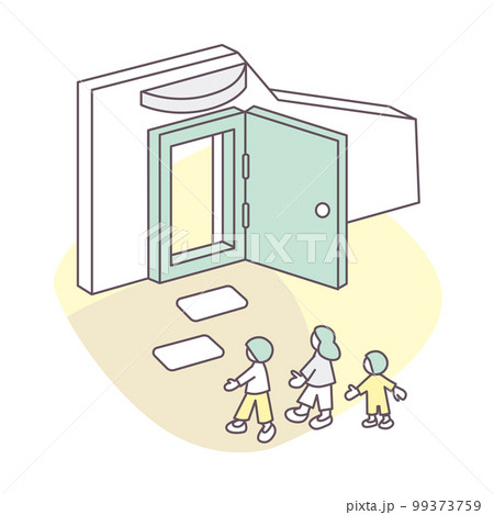 扉の先に向かう人々。扉が開いている様子 99373759