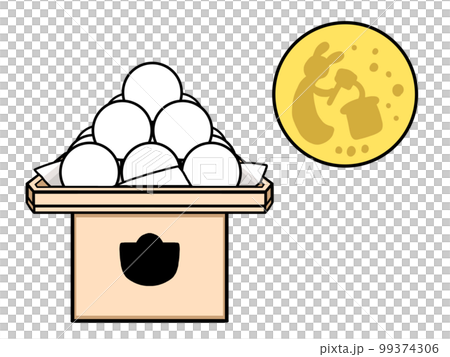 Illustration of full moon and moon dumplings 99374306