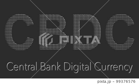 CBDC symbol of central bank digital currency. On the black background 99376576