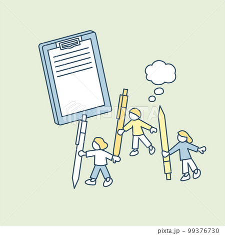 結果について考察する人々。ペンなどの筆記用具を握りしめる 99376730