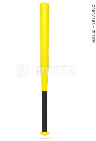 Yellow rubber professional softball or baseball bat isolated on white background 99376802