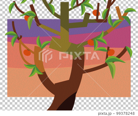 Oil painting style persimmon tree at dusk 99378248